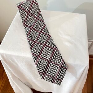 Paul Fredrick Black, White and Pink Silk Tie